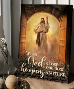 When God Closes One Door Canvas Amazing Jesus Painting Infinite Halo Canvas Wall Art