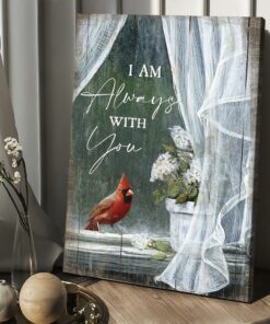 White Hydrangea Cardinal Jesus I Am Always With You Spring Canvas Wall Art