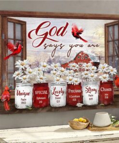 Window Frame Daisy Flower Cardinals God Says You Are Canvas Wall Art