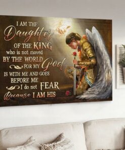 Woman Warrior Angel Wings Jesus I Am The Daughter Of The King Canvas Wall Art