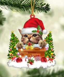 Cat In The Chimney Christmas Ornament Hanging Decor