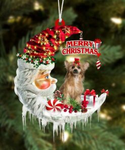 Chinese Crested On The Moon Merry Christmas Ornaments Hanging Decor