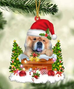 Chow Chow In The Chimney Christmas Ornament Hanging Decor