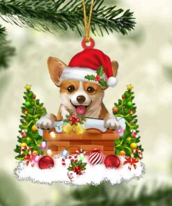 Corgi In The Chimney Christmas Ornament Hanging Decor