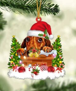 Dachshund In The Chimney Christmas Ornament Hanging Decor