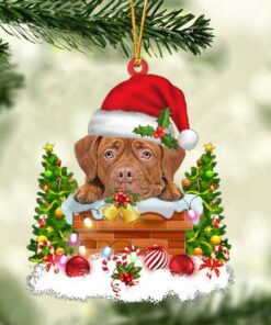 Dogue De Bordeaux In The Chimney Christmas Ornament Hanging Decor