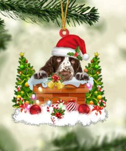 English Springer Spaniel In The Chimney Christmas Ornament Hanging Decor