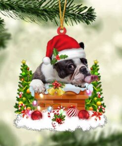 French Bulldog In The Chimney Christmas Ornament Hanging Decor
