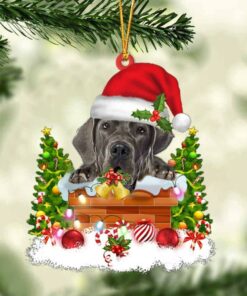 Great Dane In The Chimney Christmas Ornament Hanging Decor
