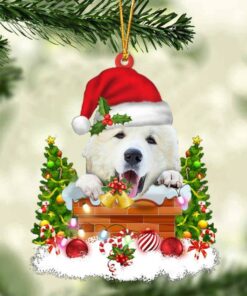 Great Pyrenees In The Chimney Christmas Ornament Hanging Decor
