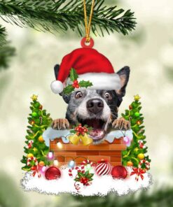 Heeler In The Chimney Christmas Ornament Hanging Decor