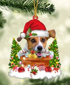 Jack Russell Terrier In The Chimney Christmas Ornament Hanging Decor