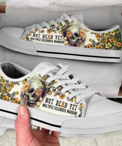 Multiple Sclerosis Shoes Rose Flowers Skull Low Top Shoes