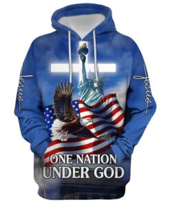 One Nation Under God American Flag Hoodie - 3D Printed Hoodie - Christmas Gift