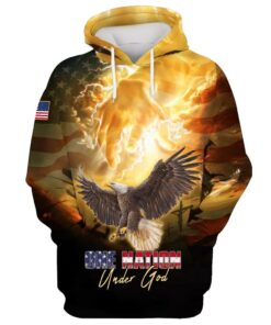 One Nation Under God American Pride Eagle Hoodie - 3D Printed Hoodie - Christmas Gift