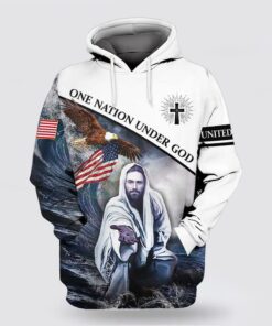 Patriot Eagle Flag One Nation Under God Jesus Cross 3d Hoodies For Women Men - Christmas Gift