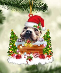 Pitbull In The Chimney Christmas Ornament Hanging Decor