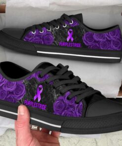 Purplestride Shoes Rose Flower Low Top Shoes Canvas Shoes