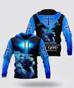 The King Lion Cross Light Blue 3d Hoodies For Women Men - Christmas Gift