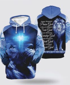 The Lion Cross Happy Moments Praise God 3d Hoodies For Women Men - Christmas Gift