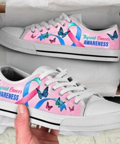 Thyroid Cancer Shoes Awareness Ribbon Shortcut Low Top Shoes