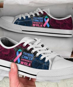 Thyroid Cancer Shoes Awareness Walk Low Top Shoes